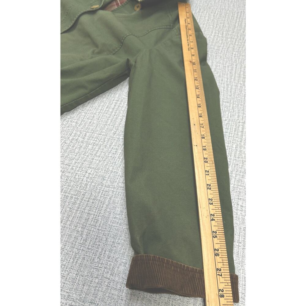 LL Bean Jacket Barn Chore Field Coat Corduroy Trim Flannel Lined Green Women M - Picture 11 of 11